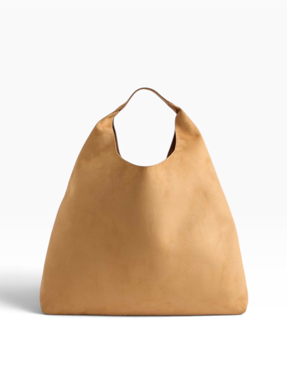 Gap Vegan Suede Slouchy Tote Bag - Minimal Hobo Shoulder Bag Honey Brown